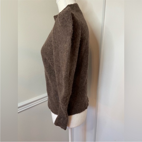Ever New Alpaca Blend Puff Shoulder Sweater Brown | Soft Luxe Knit | Size Small - Picture 5 of 12